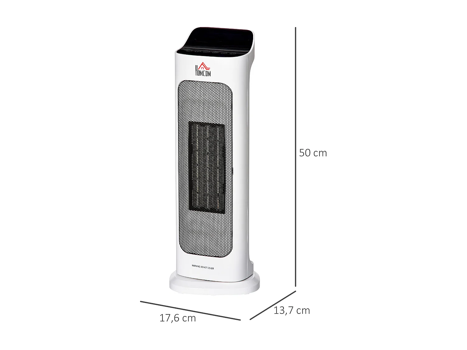 Chauffage soufflant oscillant 2000 W - radiateur céramique PTC - 3 niveaux de puissance - chauffage d'appoint avec télécommande blanc noir