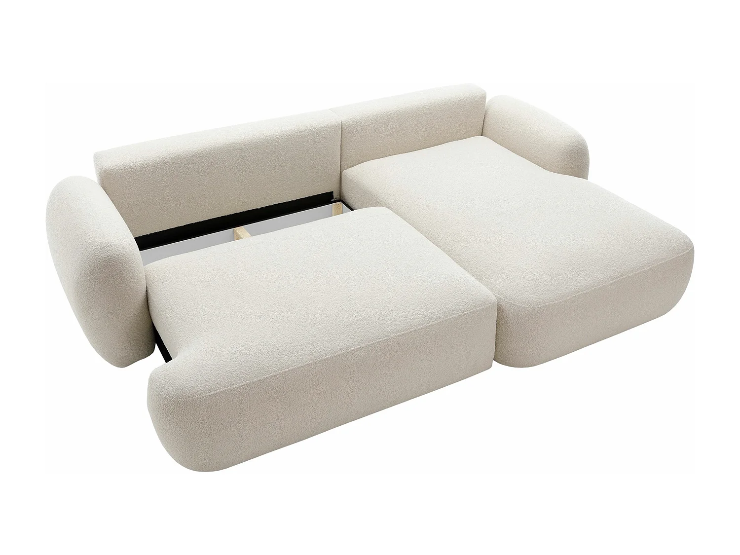 Canapé d'angle TrendyNest 110, Brun clair, Fonction de couchage, Boîte de literie, 275cm