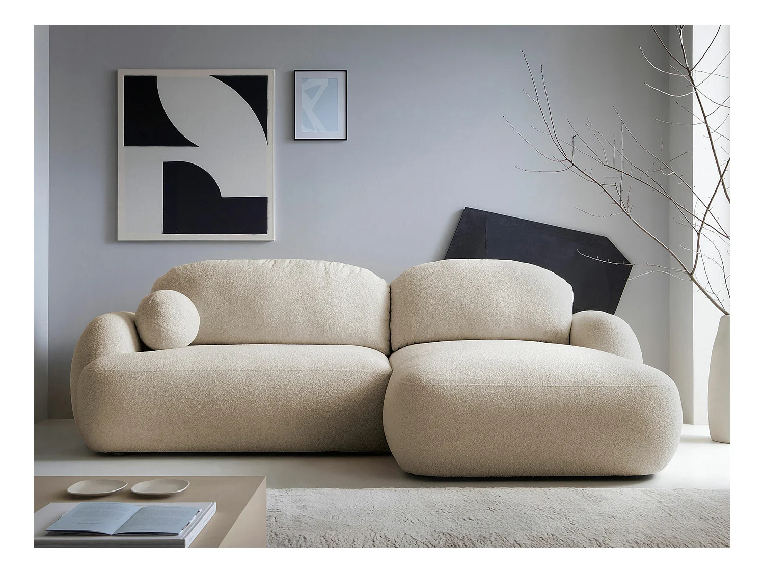 Canapé d'angle TrendyNest 110, Brun clair, Fonction de couchage, Boîte de literie, 275cm
