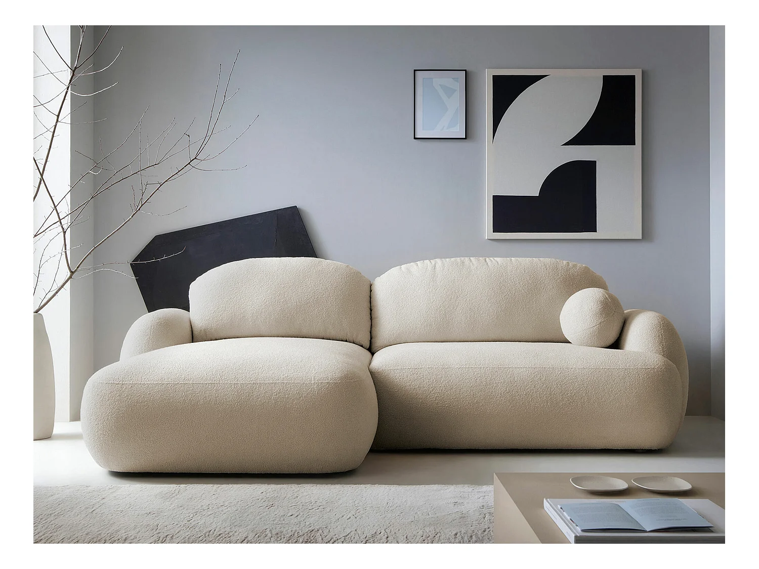 Canapé d'angle TrendyNest 110, Brun clair, Fonction de couchage, Boîte de literie, 275cm