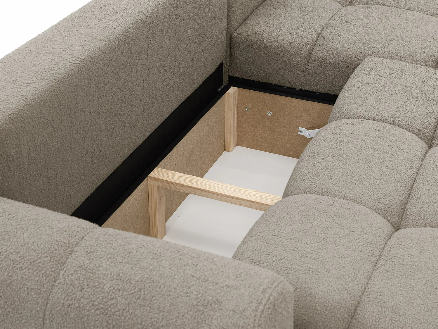 Canapé d'angle TrendyNest 109, Brun clair, Fonction de couchage, Boîte de literie, 270cm