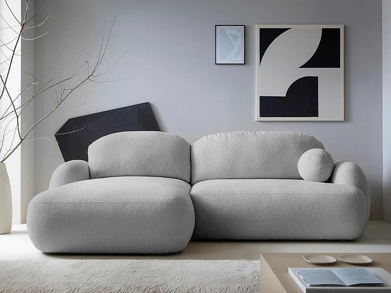 Canapé d'angle TrendyNest 110, Gris, Fonction de couchage, Boîte de literie, 275x175x90cm