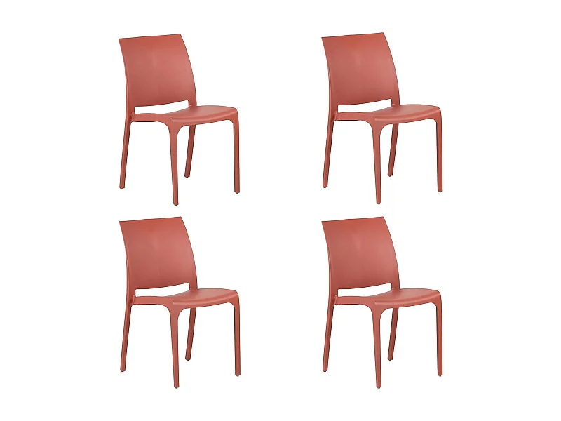 Chaise empilable en résine fabriquée en Italie design pour l'intérieur et l'extérieur SOFIA Rouge 4 pcs