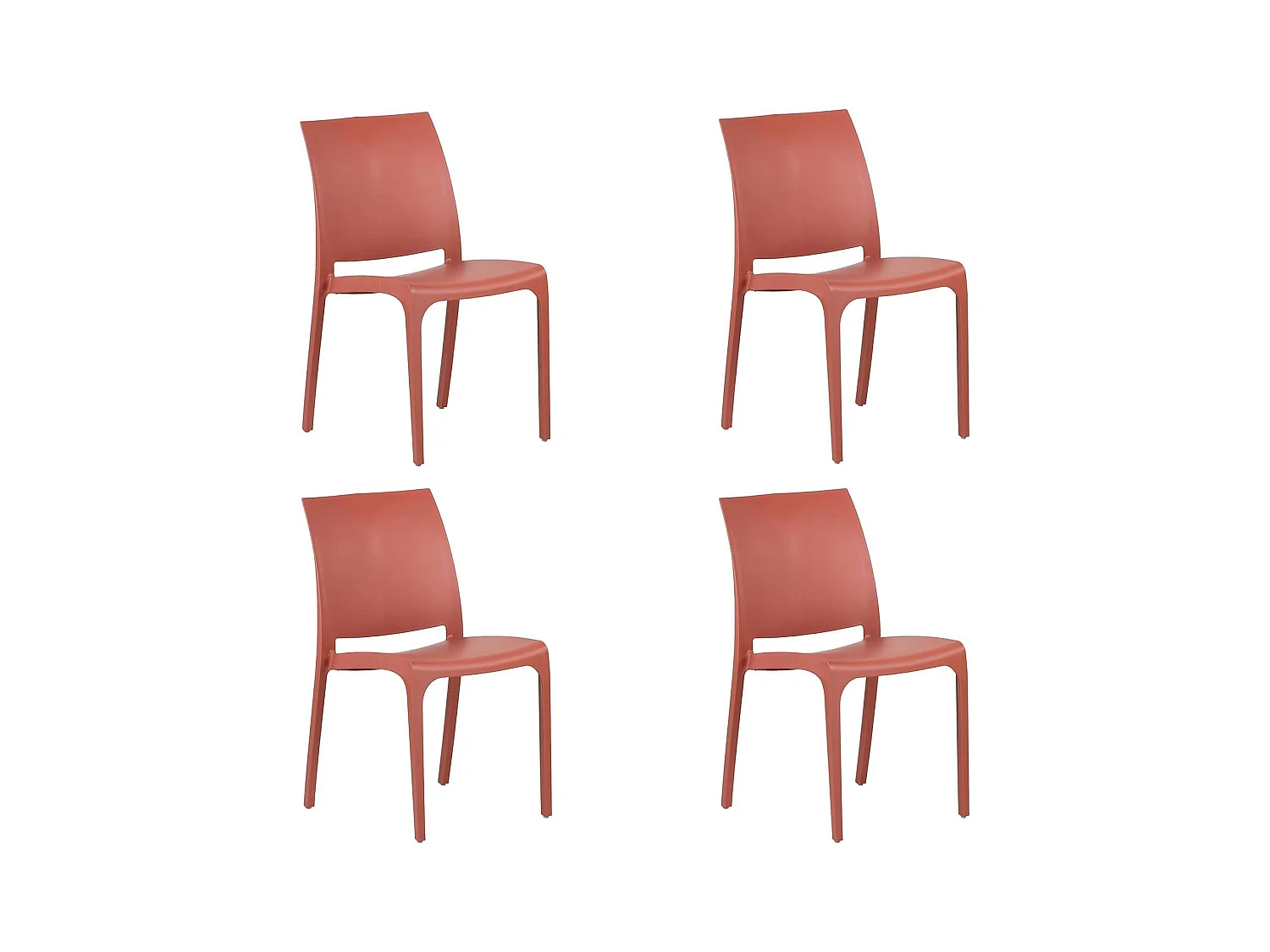 Stapelbarer Stuhl aus Kunstharz, hergestellt in Italien, Design für drinnen und draußen, SOFIA Red, 4-tlg