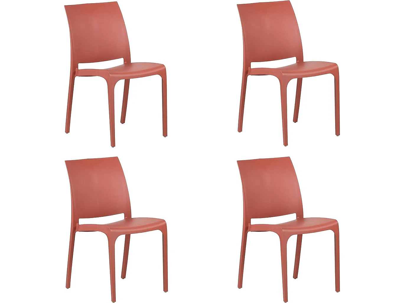 Chaise empilable en résine fabriquée en Italie design pour l'intérieur et l'extérieur SOFIA Rouge 4 pcs