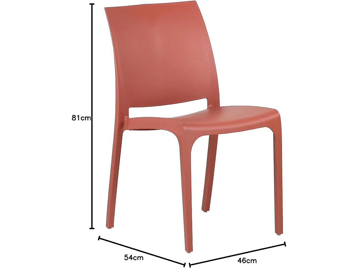 Chaise empilable en résine fabriquée en Italie design pour l'intérieur et l'extérieur SOFIA Rouge 4 pcs