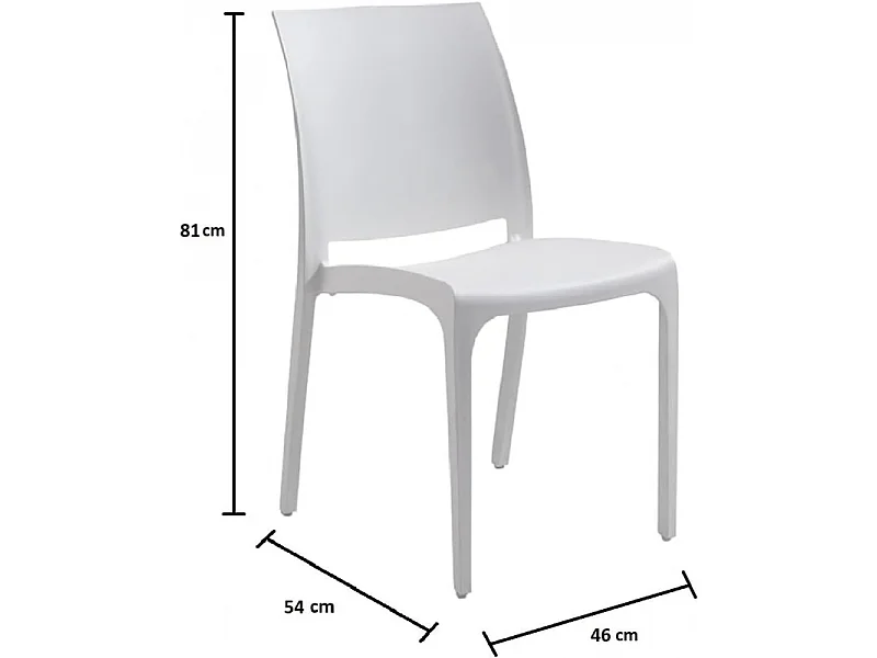 Stabelbar stol i resin fremstillet i Italien, designet til indendørs og udendørs brug, SOFIA Hvid, 4 stk.