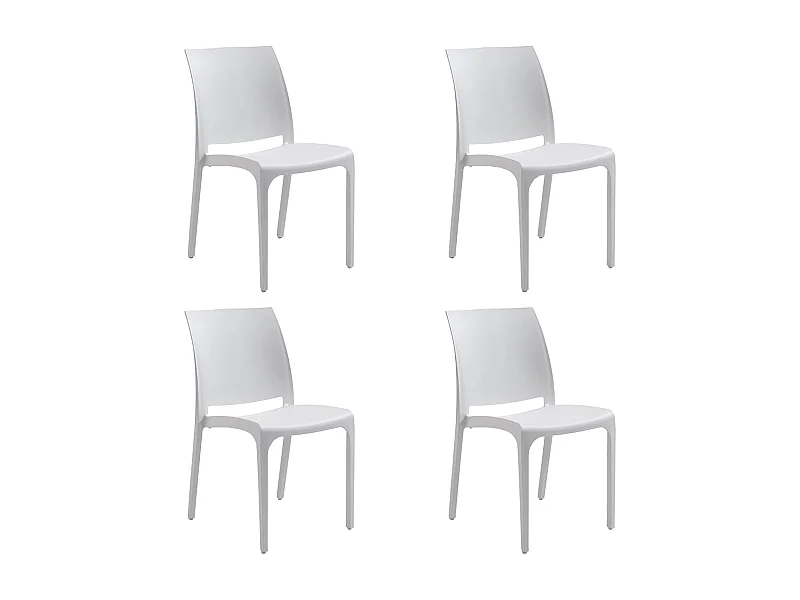 Chaise empilable en résine fabriquée en Italie design pour l'intérieur et l'extérieur SOFIA Blanc 4 pcs