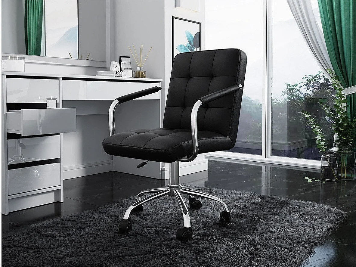 Chaise de bureau Comfivo 339, Noir, 82x52x58cm, Avec roulettes|Avec accoudoirs