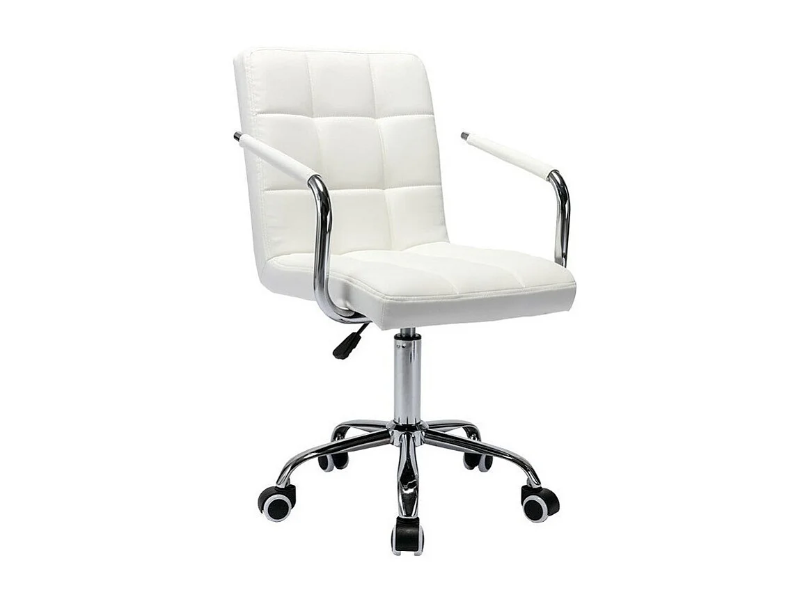 Chaise de bureau Comfivo 339, Blanc, 82x52x58cm, Avec roulettes|Avec accoudoirs