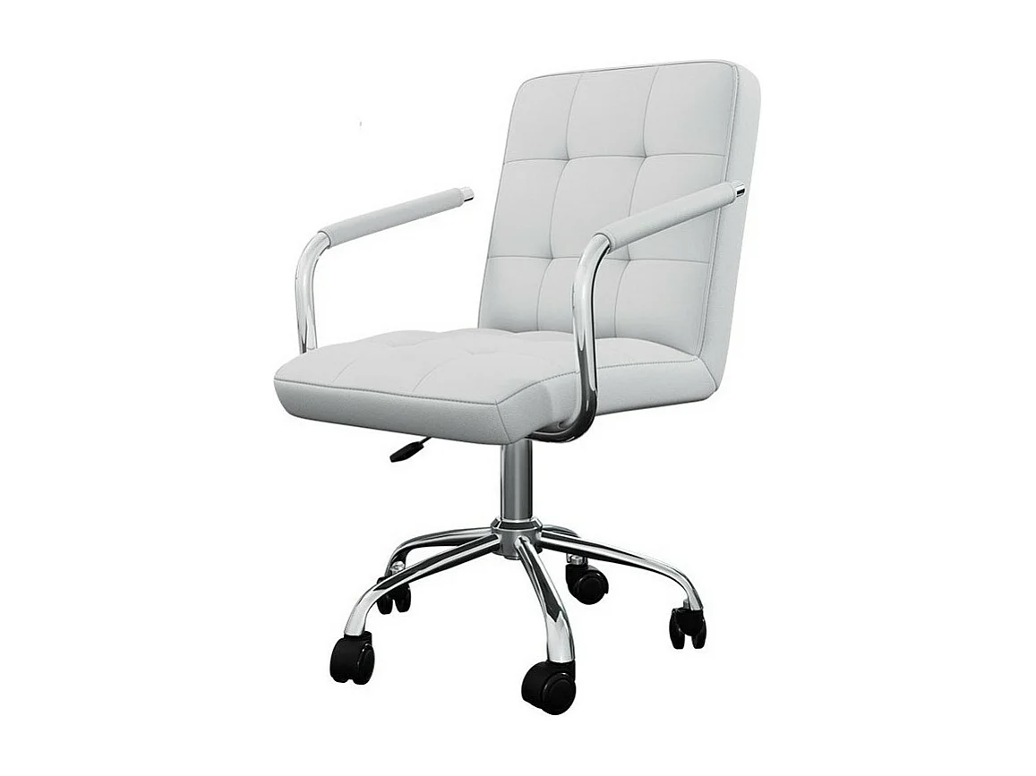 Chaise de bureau Comfivo 339, Blanc, 82x52x58cm, Avec roulettes|Avec accoudoirs