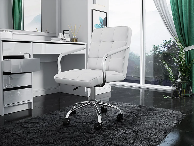 Chaise de bureau Comfivo 339, Blanc, 82x52x58cm, Avec accoudoirs|Avec roulettes