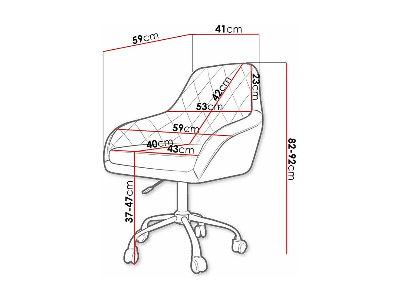 Cadeira de escritório Comfivo 340, Com apoios de braços, 8x6x6cm