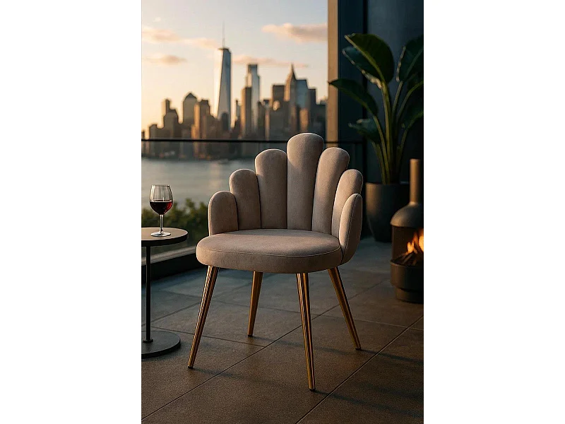 Sillas Comedor - Silla Hand Gold Terciopelo - Gris claro