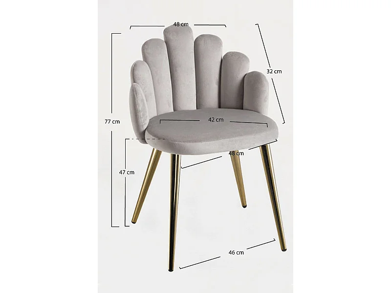 Sillas Comedor - Silla Hand Gold Terciopelo - Gris claro