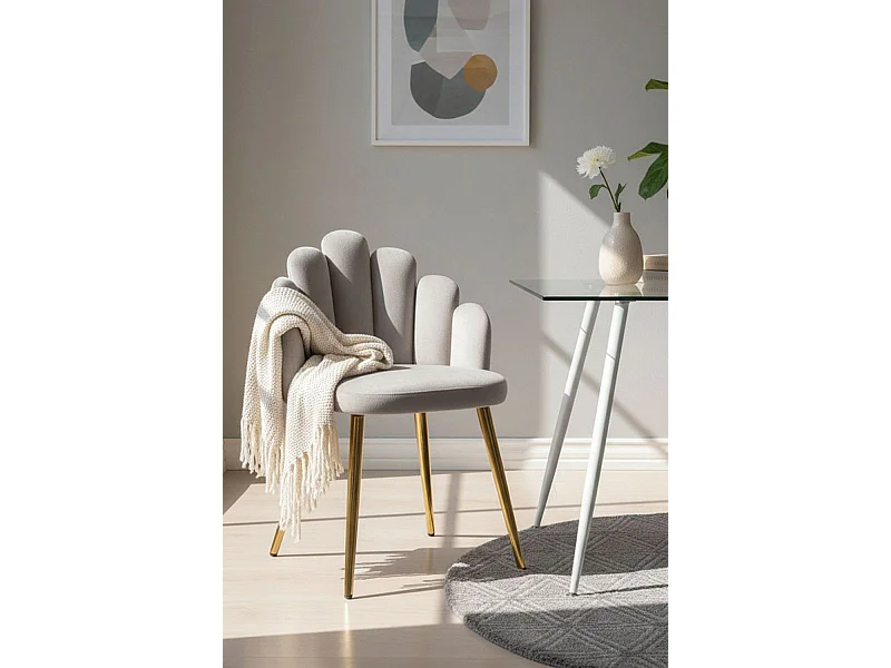 Sillas Comedor - Silla Hand Gold Terciopelo - Gris claro