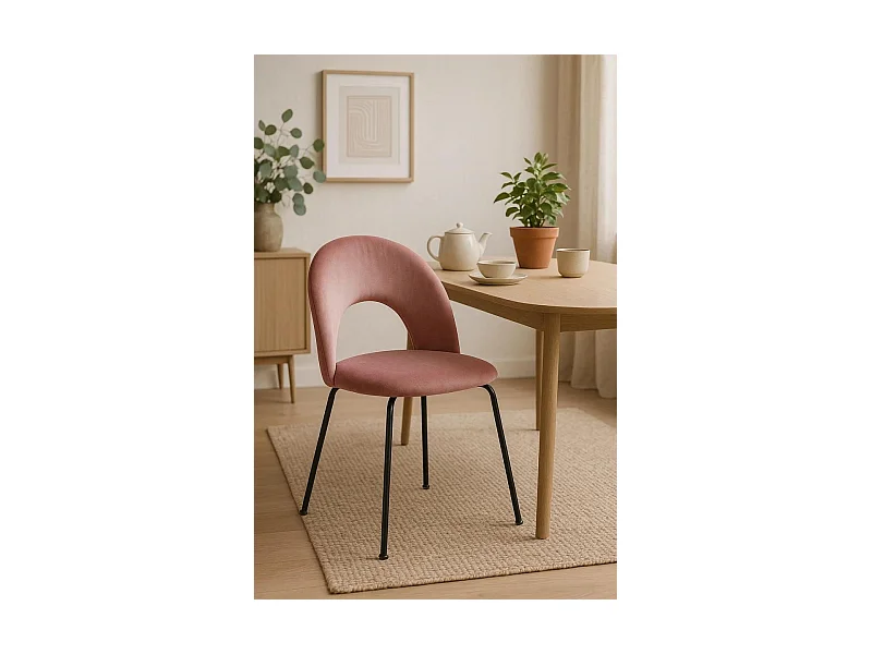 Sillas Comedor - Silla Dawa Black Terciopelo - Rosa