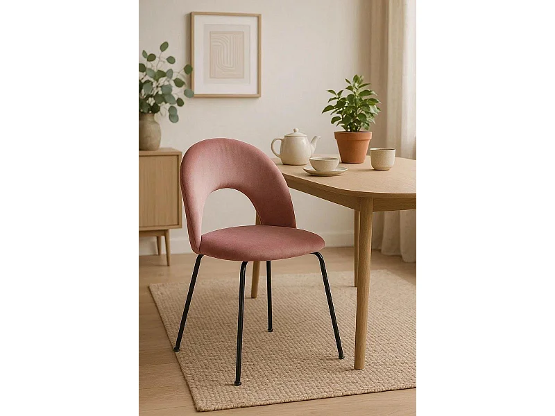 Sillas Comedor - Silla Dawa Black Terciopelo - Rosa