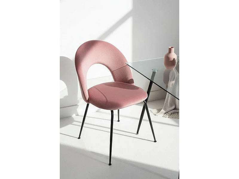 Sillas Comedor - Silla Dawa Black Terciopelo - Rosa