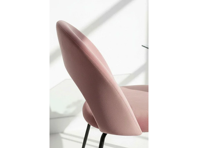 Sillas Comedor - Silla Dawa Black Terciopelo - Rosa
