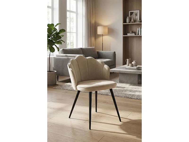 Sillas Comedor - Silla Blume Terciopelo Patas Negras - Beige