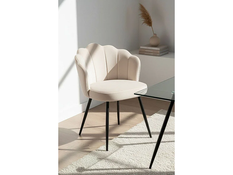 Sillas Comedor - Silla Blume Terciopelo Patas Negras - Beige
