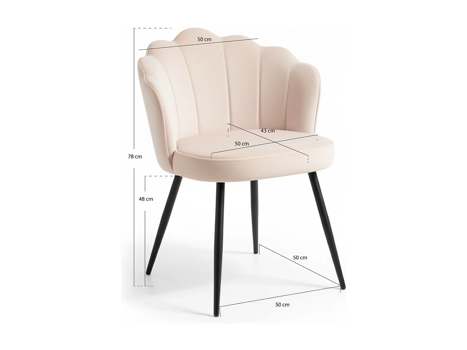 Sillas Comedor - Silla Blume Terciopelo Patas Negras - Beige