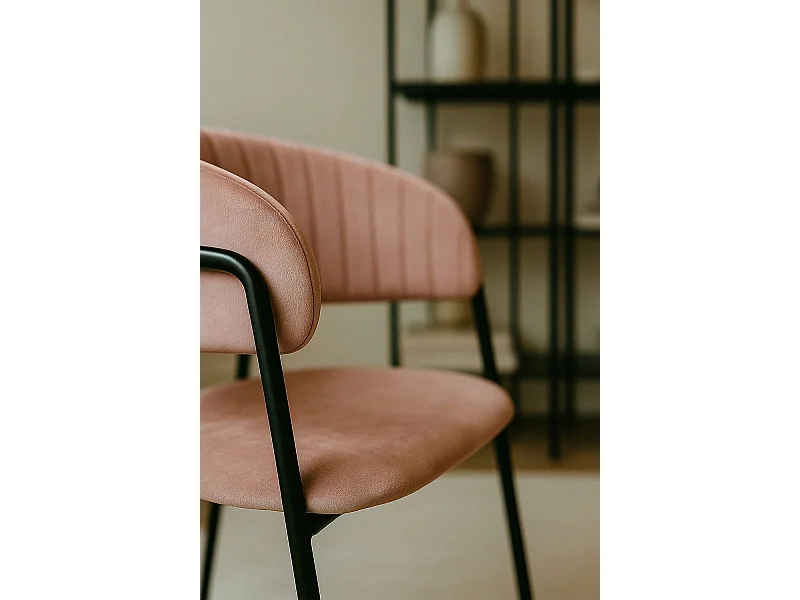 Sillas Comedor - Silla Moniel Black Terciopelo - Rosa