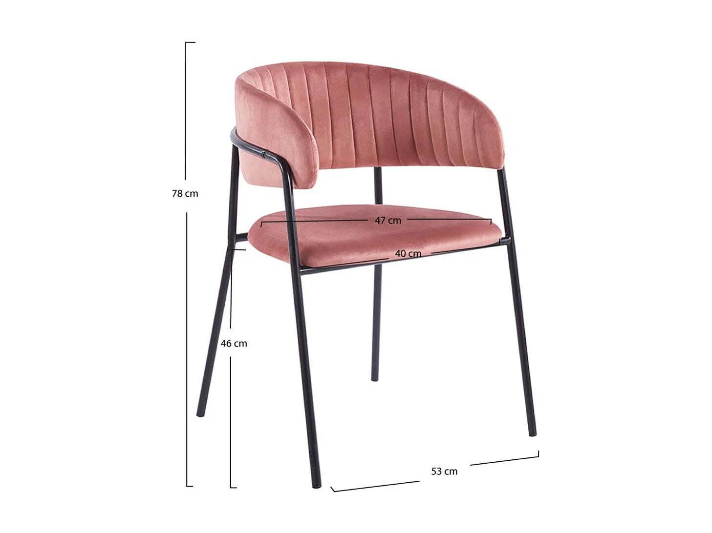 Sillas Comedor - Silla Moniel Black Terciopelo - Rosa