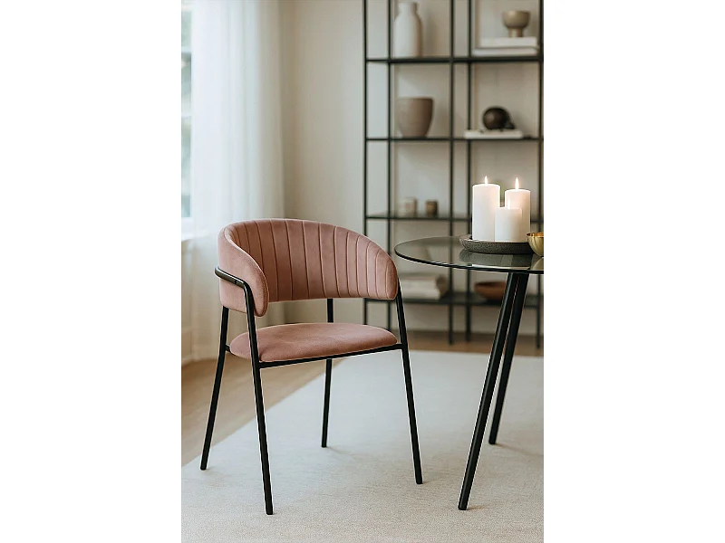 Sillas Comedor - Silla Moniel Black Terciopelo - Rosa