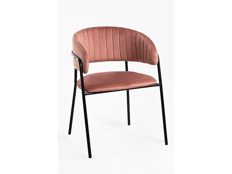 Sillas Comedor - Silla Moniel Black Terciopelo - Rosa