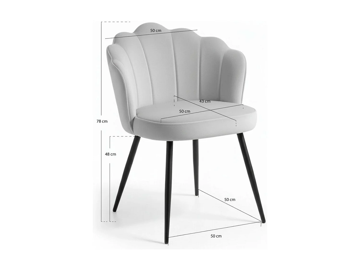 Sillas Comedor - Silla Blume Terciopelo Patas Negras - Gris claro