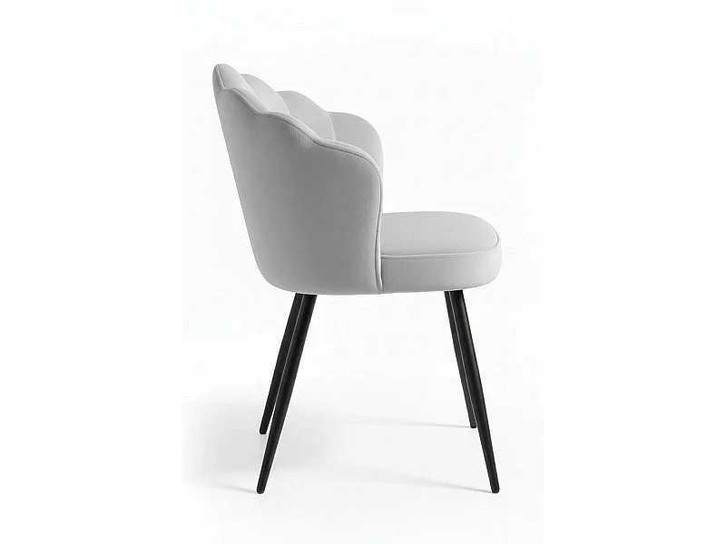 Sillas Comedor - Silla Blume Terciopelo Patas Negras - Gris claro