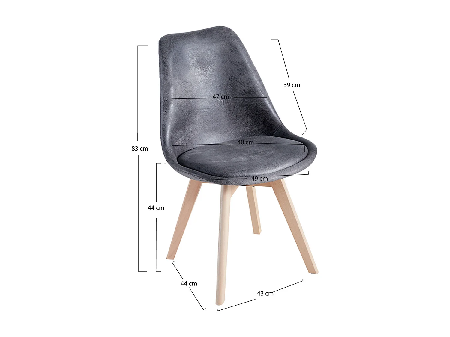 Packs Sillas Comedor - Pack 4 Sillas Synk Vintage - Gris oscuro
