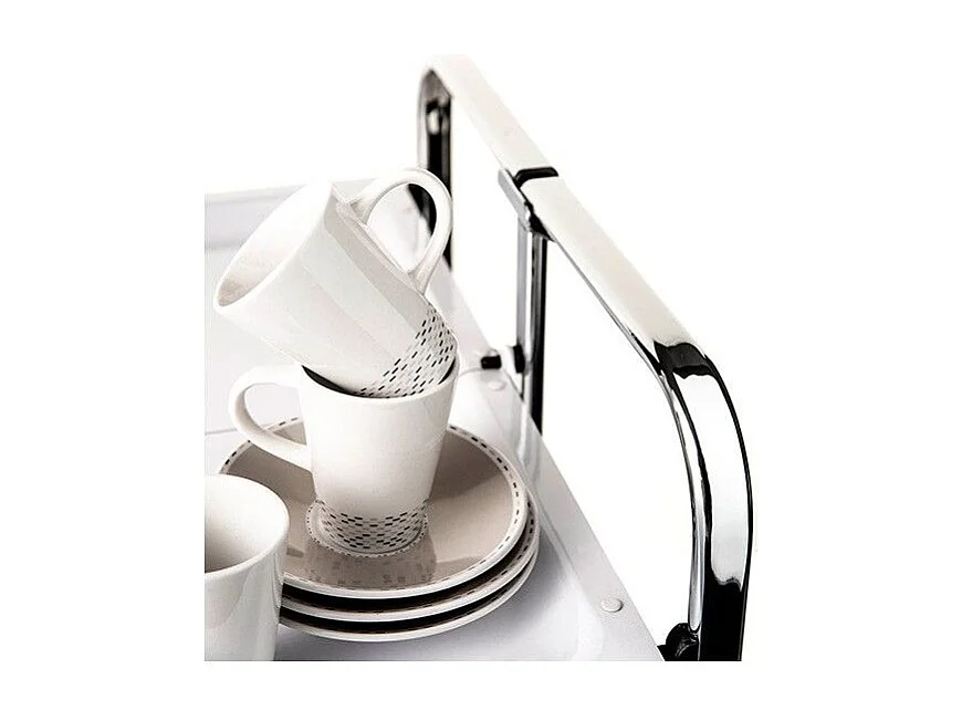 DON HIERRO - Carrito auxiliar plegable BAUHAUS cromado con ruedas – 2 niveles y 4 posiciones-Cedro