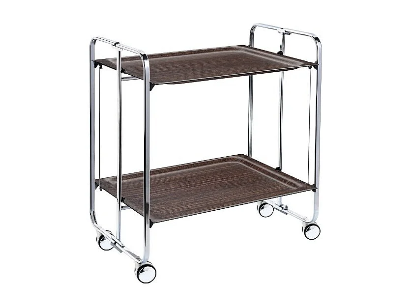 Klappbarer Servierwagen BAUHAUS mit Rollen – Metallgestell verchromt, 2 Ebenen, 4 Positionen
