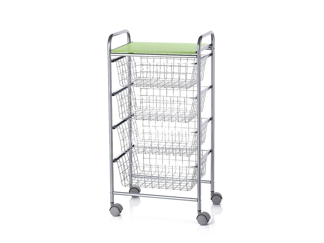 DON HIERRO - Carrito verdulero de cocina GREEN con ruedas y 4 cestas extraíbles-