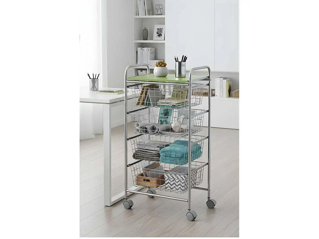 DON HIERRO - Carrito verdulero de cocina GREEN con ruedas y 4 cestas extraíbles-