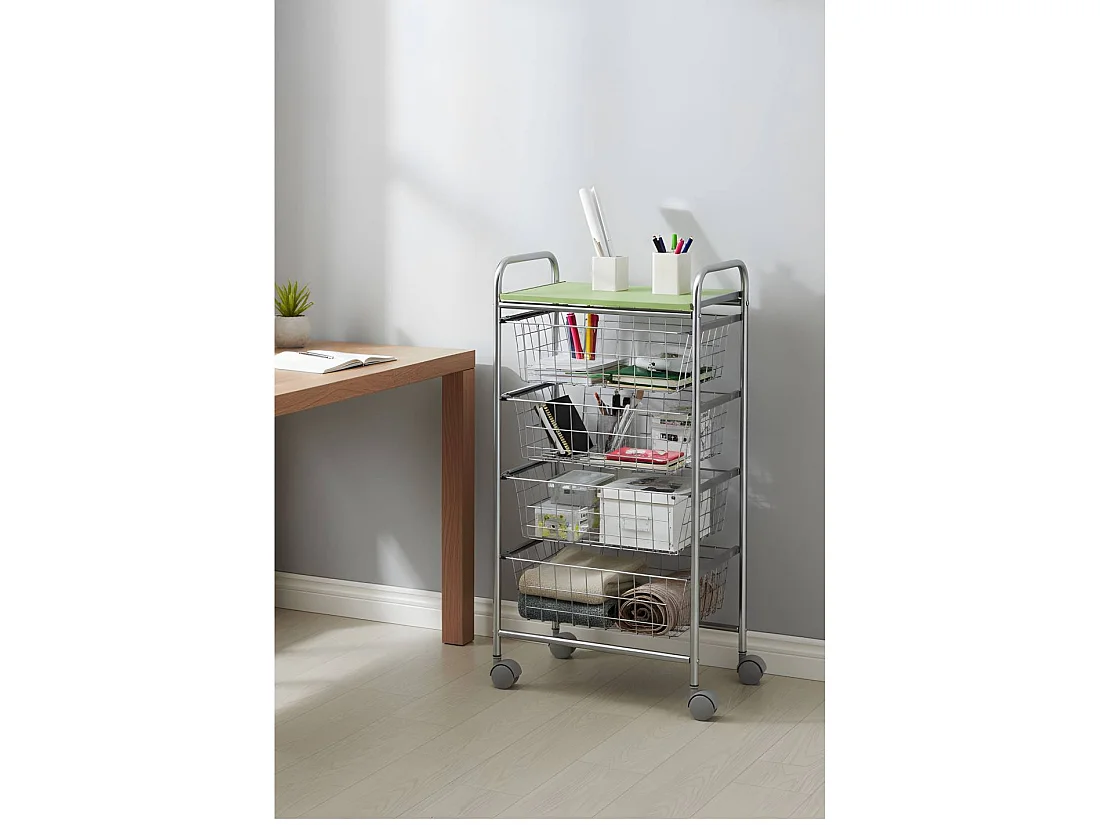 DON HIERRO - Carrito verdulero de cocina GREEN con ruedas y 4 cestas extraíbles-