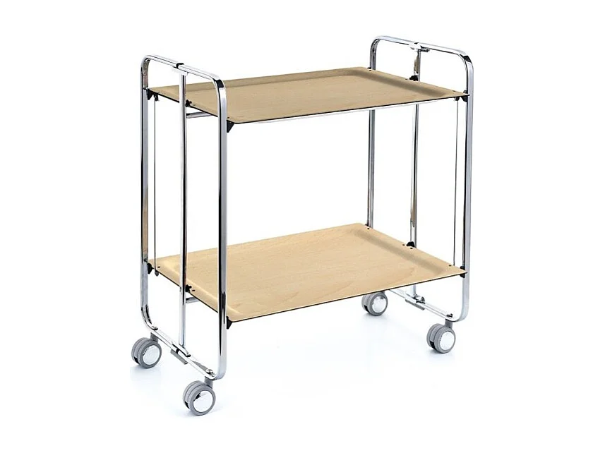 DON HIERRO - Carrito auxiliar plegable BAUHAUS cromado con ruedas – 2 niveles y 4 posiciones-