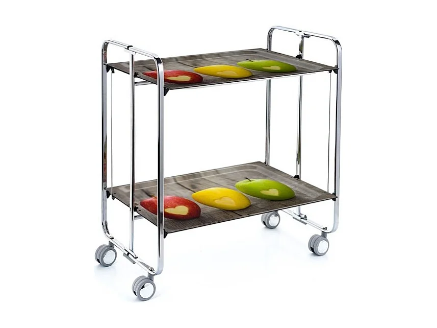 Klappbarer Servierwagen BAUHAUS mit Rollen – Metallgestell verchromt, 2 Ebenen, 4 Positionen