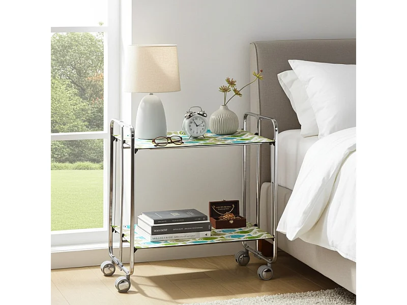 DON HIERRO - Carrito auxiliar plegable BAUHAUS cromado con ruedas – 2 niveles y 4 posiciones-