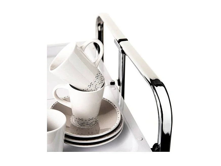 Klappbarer Servierwagen BAUHAUS mit Rollen – Metallgestell verchromt, 2 Ebenen, 4 Positionen