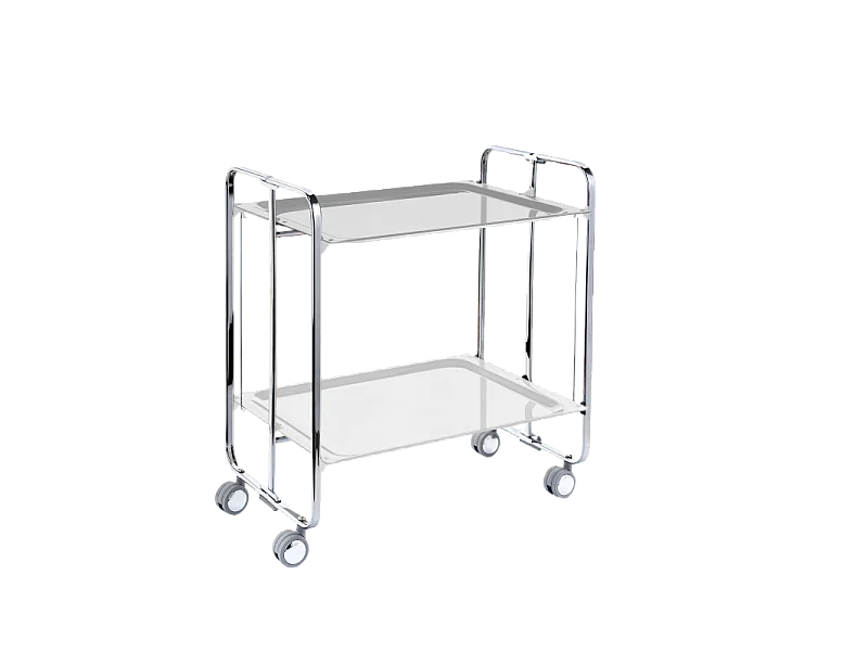 Klappbarer Servierwagen BAUHAUS mit Rollen – Metallgestell verchromt, 2 Ebenen, 4 Positionen