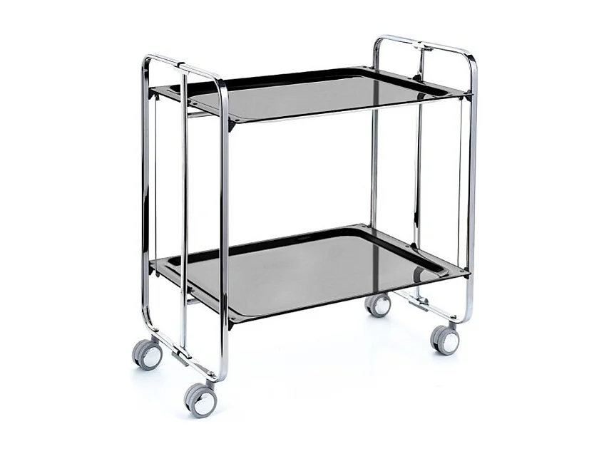 DON HIERRO - Carrito auxiliar plegable BAUHAUS cromado con ruedas – 2 niveles y 4 posiciones-