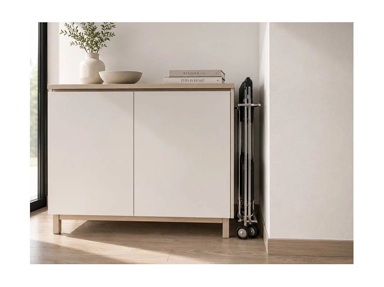 Carrello da cucina pieghevole cromato con ruote BAUHAUS 2 ripiani