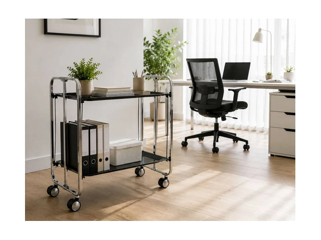 Carrello da cucina pieghevole cromato con ruote BAUHAUS 2 ripiani