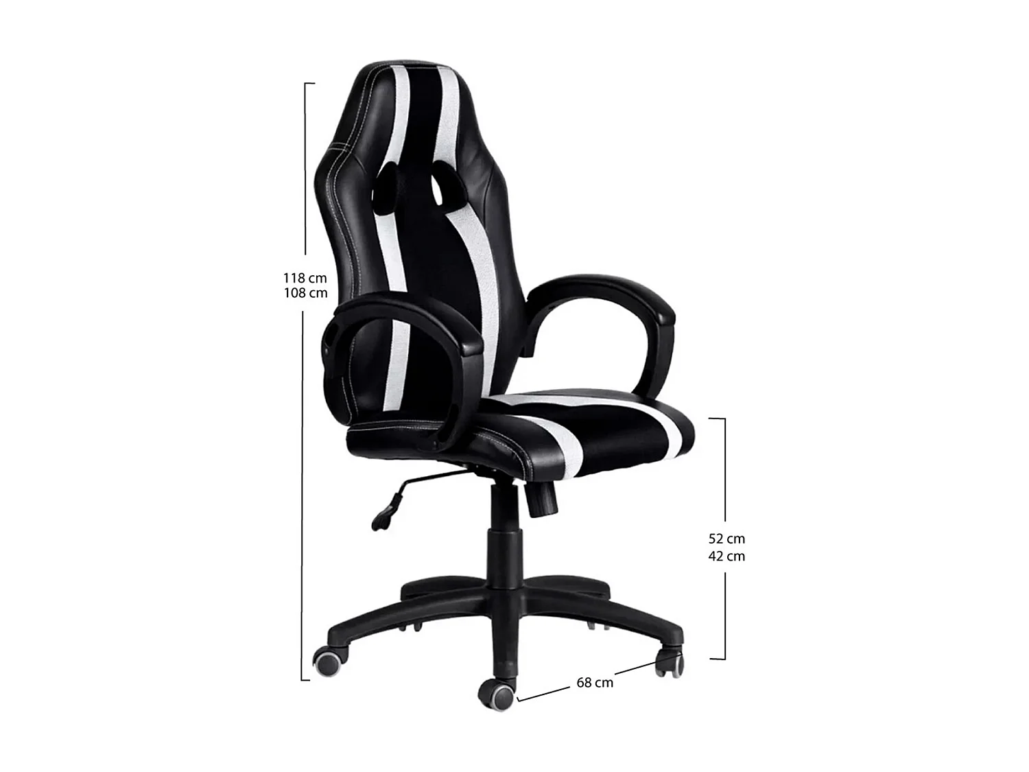 Silla Gaming Race - Blanco y Negro - Máxima Ergonomía - Ideal para sesiones de Gaming