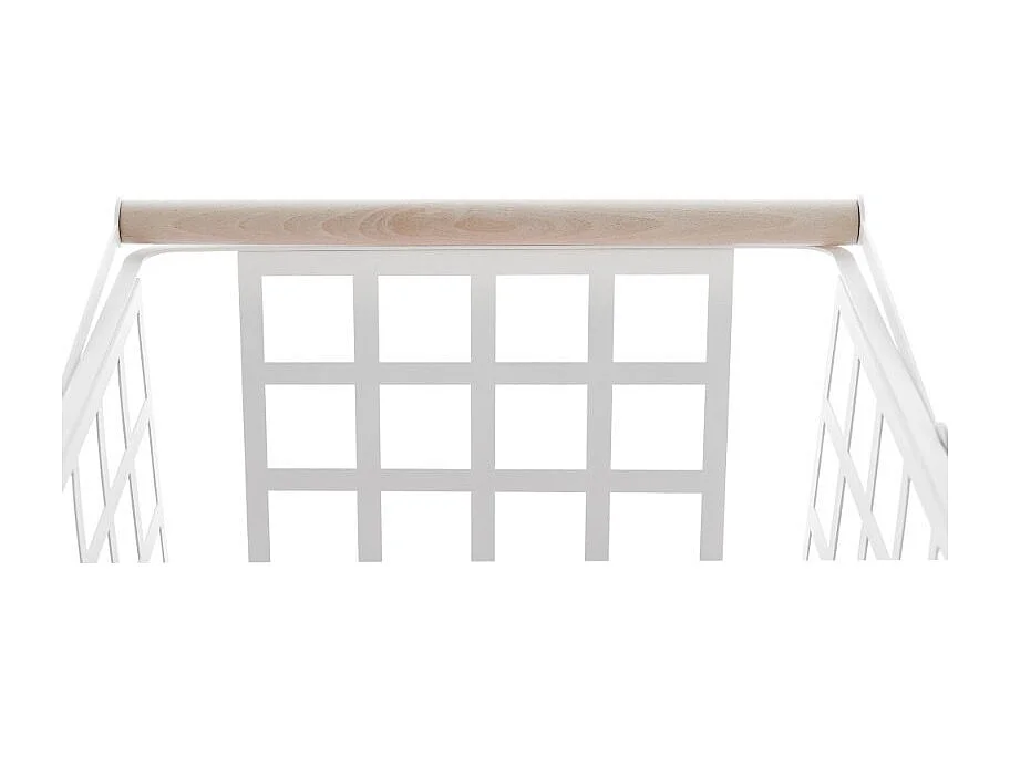 Panier de rangement décoratif en métal, avec roues et poignée en bois, grand modèle, ZESTA