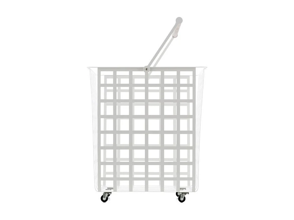 Panier de rangement décoratif en métal, avec roues et poignée en bois, grand modèle, ZESTA